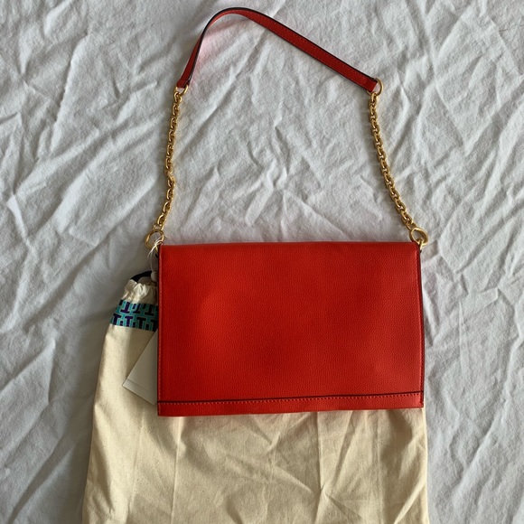 Tory Burch Poppy Red “Vintage Like” Kira Clutch w/ Strap, NWT!!! - Picture 11 of 12